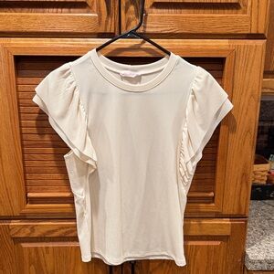 Ces Femme Cream Flutter Sleeve Blouse